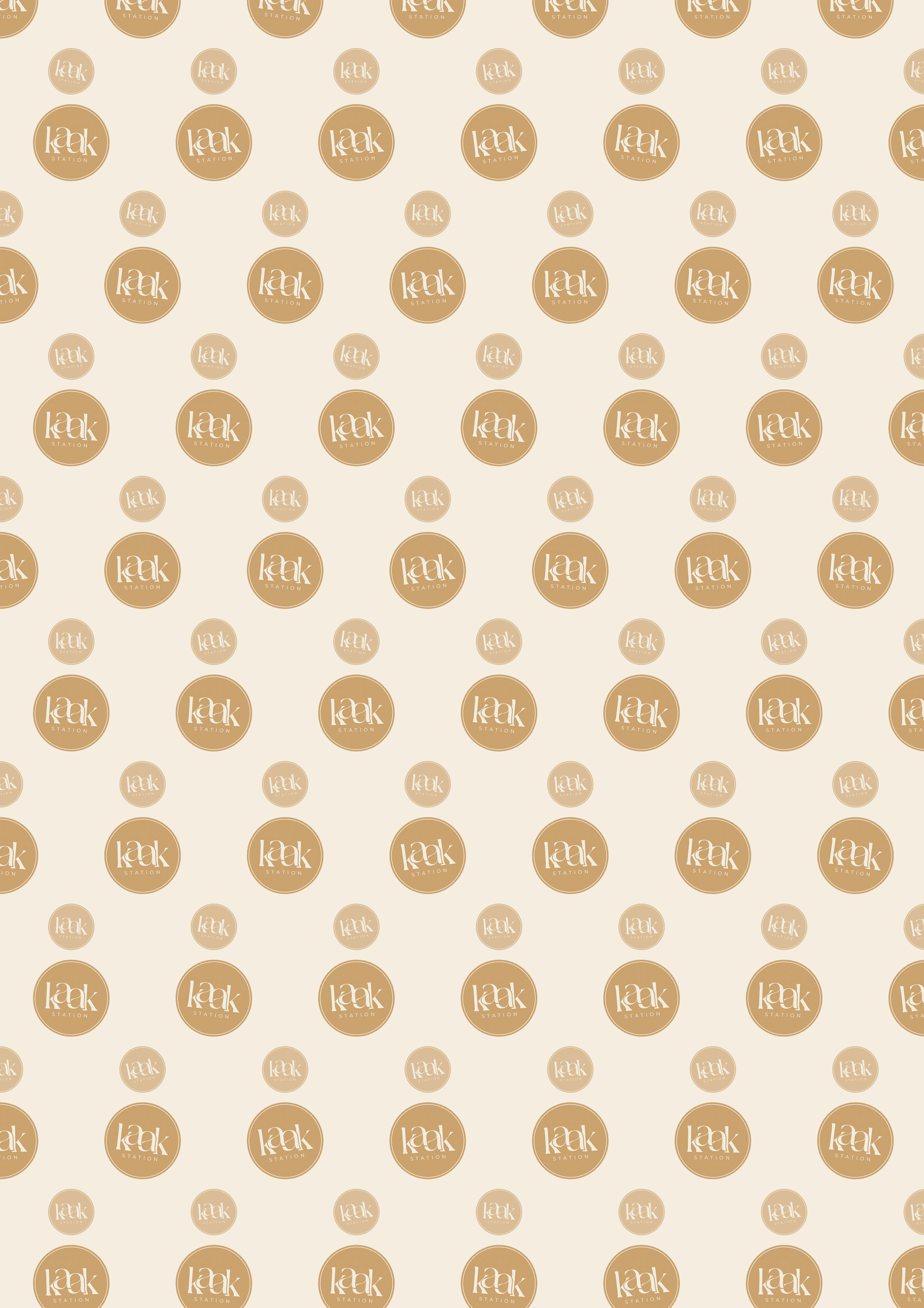 KAAK Station branded wrapping paper with repeating logo pattern